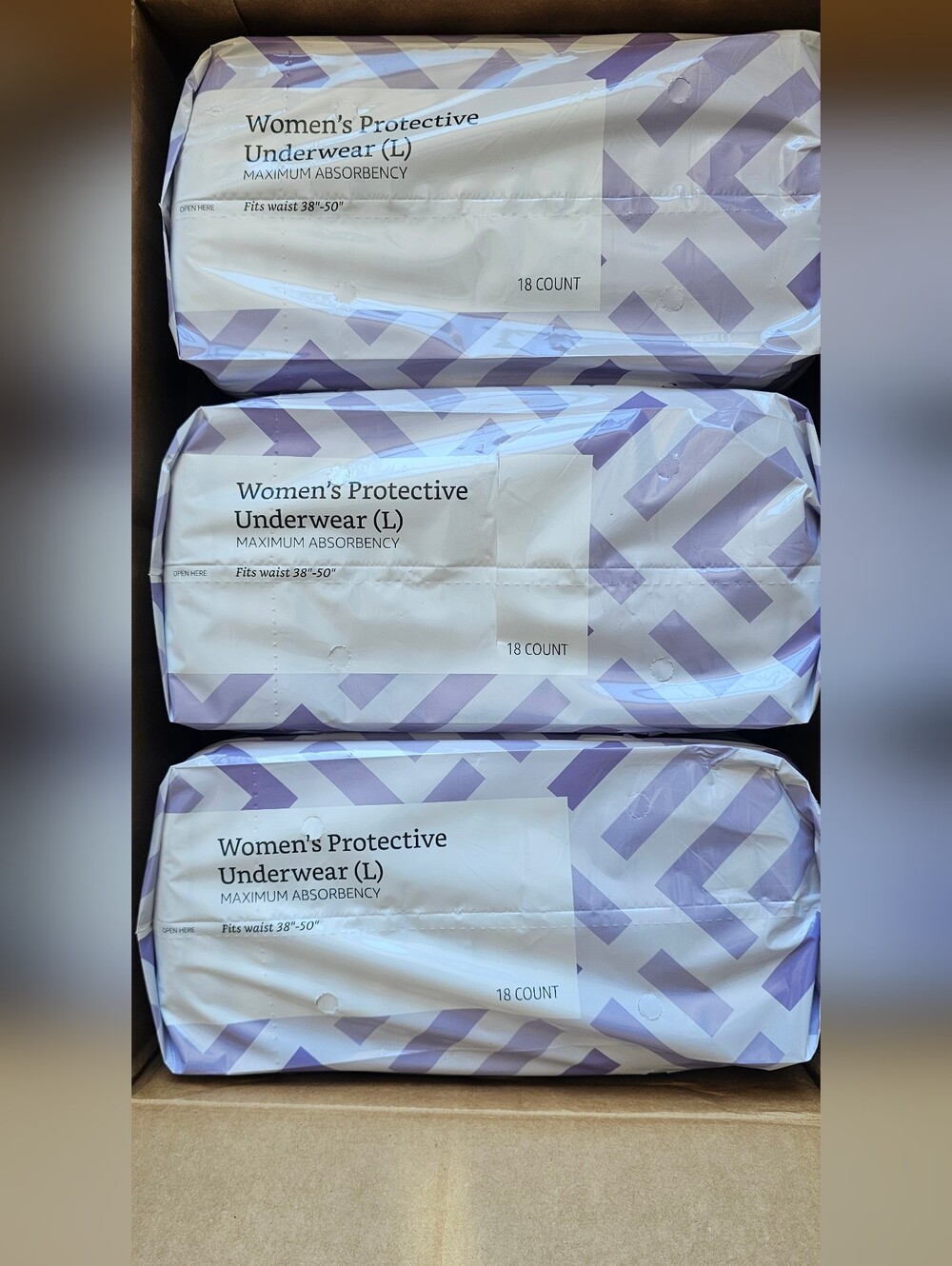 Women's Protective Underwear (L) - Maximum Absorbency, Lavender Pattern